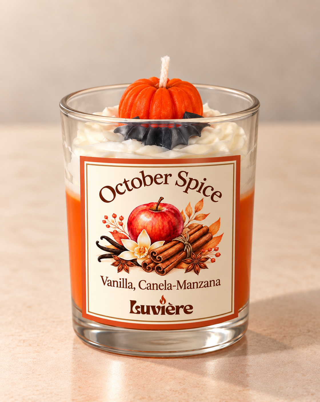 October Spice · Calabaza y Murciélago, jardín de octubre · versión naranja