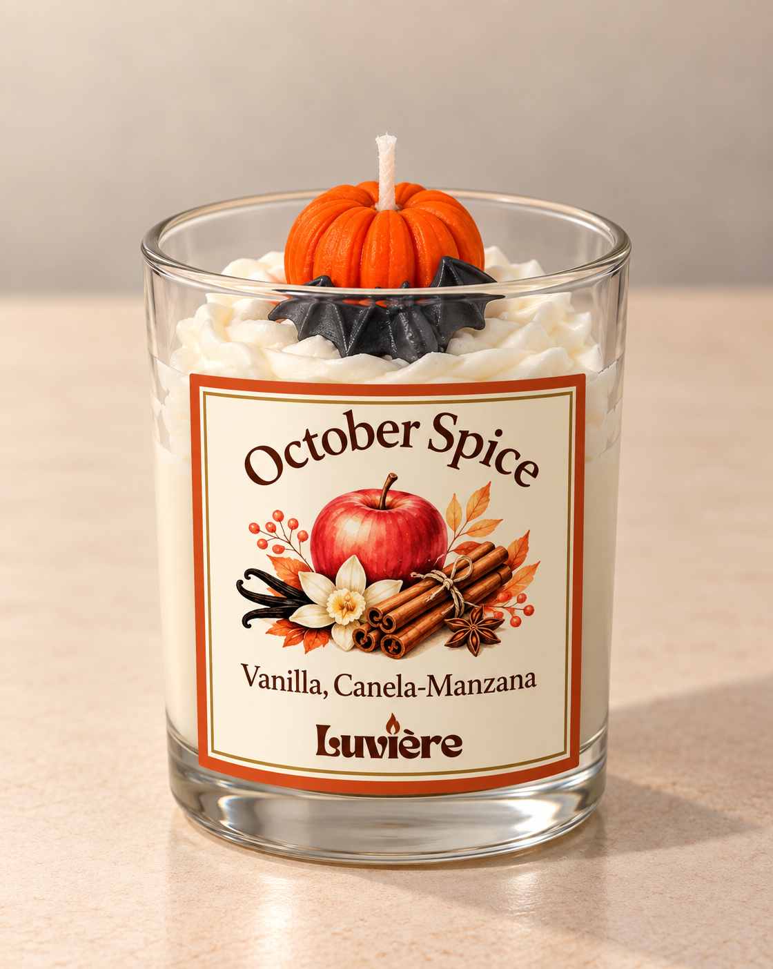 October Spice · Calabaza y Murciélago, jardín de octubre · versión blanca